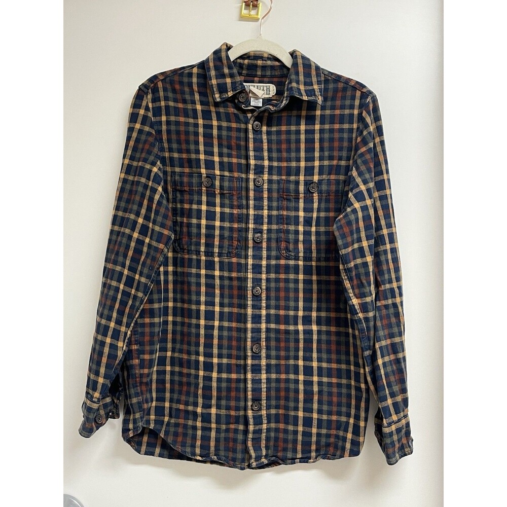 Duluth Trading Co Shirt Mens Small Blue Plaid Long Sleeve Flannel Button Up